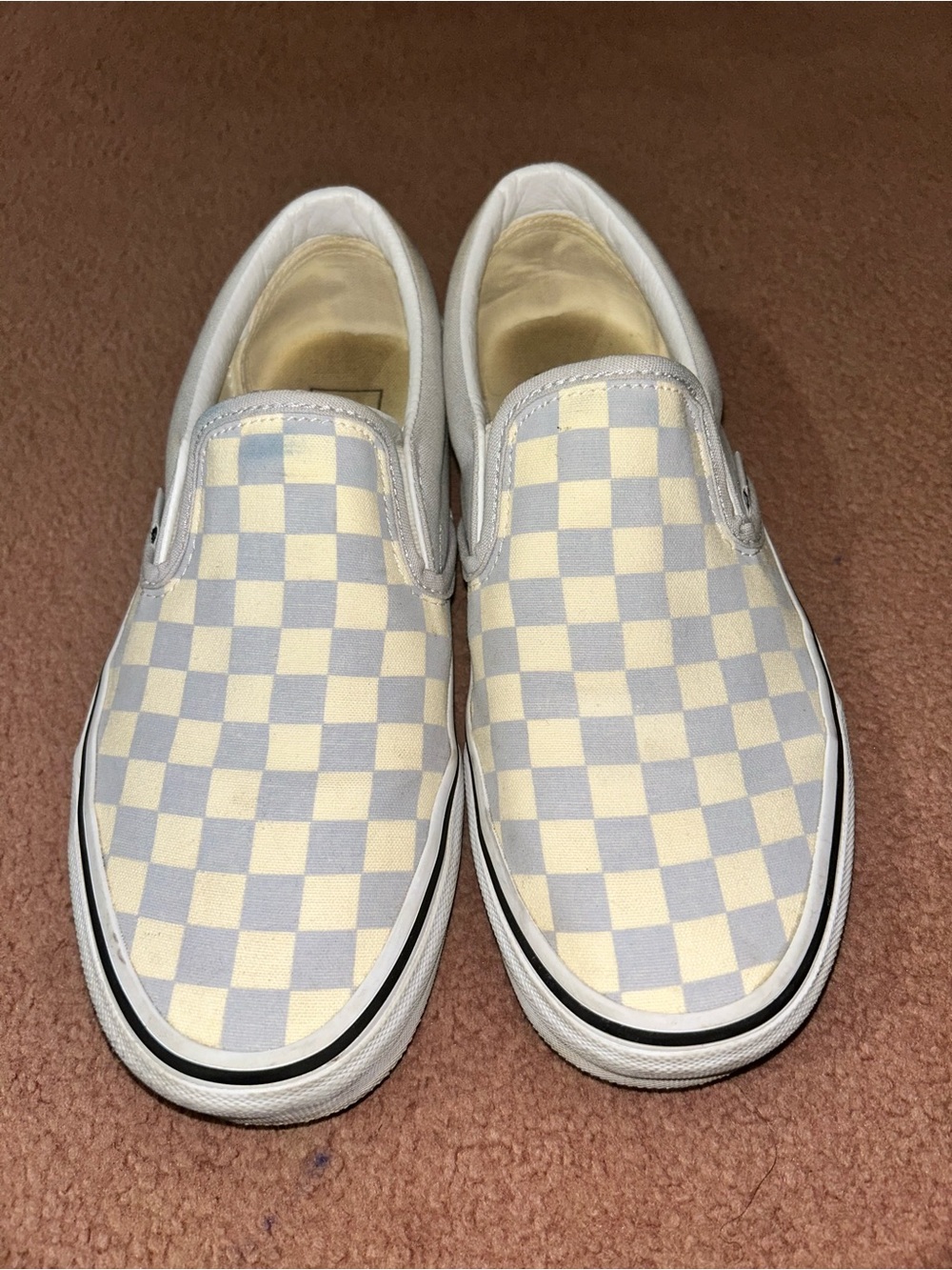 Vans Checkerboard Slip-On Sneakers in Cream and Light Gray